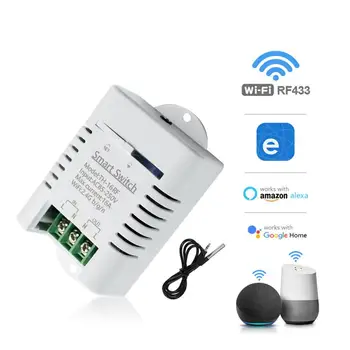 Интелигентен ключ Wi-Fi eWelinkAPP TH-16 16A/3000 W температурен Сензор RF433 дистанционно управление е Съвместим с Алекса Siri