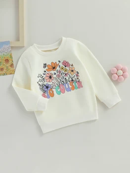 Пуловери с дълги ръкави и писмото принтом за малки момичета, есента върхове - Очарователна hoody за деца за красиви и стилни облекло