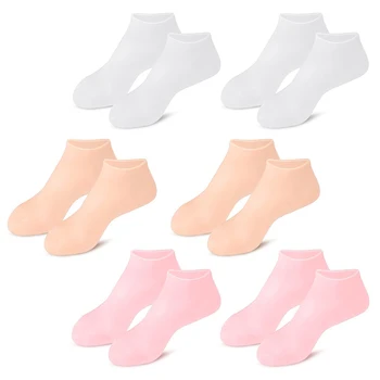 2 чифта силиконови чорапи за педикюр със защита от напукване, силикон, овлажняващи чорапи, болкоуспокояващи, против хлъзгане за сухи напукани крака
