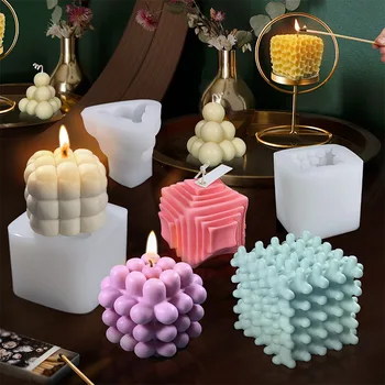 Мулти Стил Пузырьковый Куб Свещи Силиконова Форма на 3D Ароматерапия Гипсова Свещ е Ръчно Печене Шоколадов Десерт Торта Форми За Инструменти