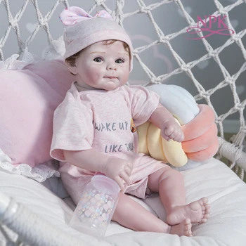 NPK Оригинален дизайн, 50 см Кукла Bebe Момиче Reborn Меко тяло Приятен размер на новородено бебе е Реалистична и гъвкава силиконова кукла на допир