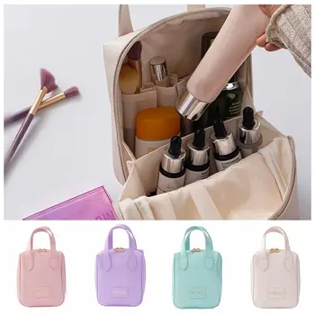 Косметичка от изкуствена кожа с цип, водоустойчива чанта за грим с букви, чанта за ръчен багаж в корейски стил, чанта за пране