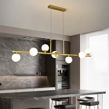 Модерна led полилей, за хол, трапезария, кухня, спалня, окачена лампа Gold Nordic Led, стъклена топка, окачен тавана лампа