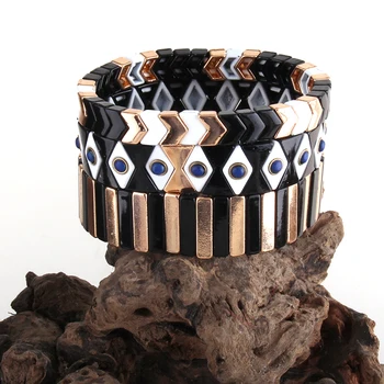 Моден дизайнер MD Boho Пъстър набор от маншети с метална емайл и гематитовыми белезници Braceletes Set