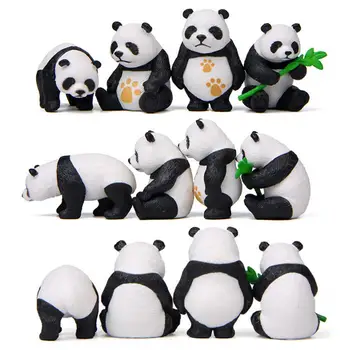 4 бр., фигурки панди, миниатюри, сладки атрактивни декоративни панди, микроскопичен пейзаж, украса за дома