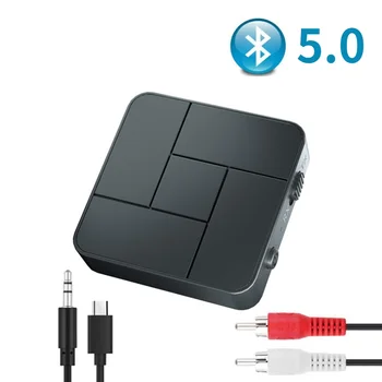 Аудиопередатчик Bluetooth Приемник-съвместим 5.0 RCA Безжичен музикален аудиоадаптер с микрофон за КОМПЮТЪР, телевизор, интелигентна система за кола
