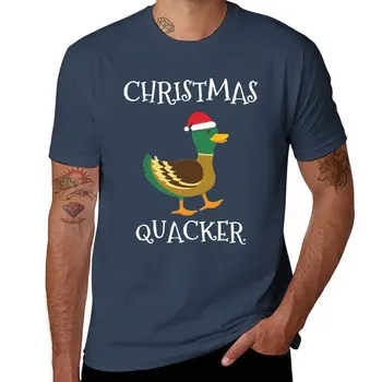 Коледен квакун, забавна уточка, шапка на Дядо Коледа, Коледна тениска, идеално подходяща за коледен подарък тениска, с подплънки за отглеждане