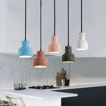 Висящи осветителни тела от циментов бетон на Скандинавския дизайн Модерна Индустриална Led подвесная лампа с трапезария и Бар Хол, Лампа за спални