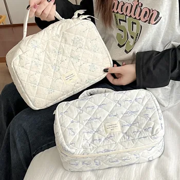 Дамски козметични чанти в Ретро стил с хубав цветен модел, модни дамски чанта за съхранение с голям капацитет, Прости ръчни дамски чанти за пътуване.