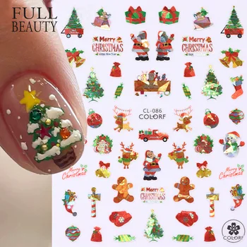 1 бр. Стикери за нокти в рождественском стил, за да проверите за нокти-арт, Прекрасна Коледна украса, 2D етикети, декорации за нокти, подарък за Коледа за момиче
