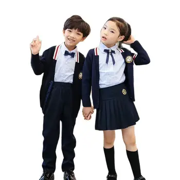 Британският детски вязаный жилетка, палто, комплекти за училищни униформи за учениците в началното и средното училище, костюми, пуловери в английски стил