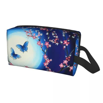 Сладко японски Череши, пеперуди, Пътна чанта за тоалетни принадлежности, Дамски Цвете Косметичка за грим, Комплект за съхранение на козметиката