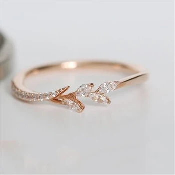 Модерен пръстен с цветя за жени и момичета, покритие Розово Злато, сребро, микро-Кубичен цирконий, опашка, годежни пръстени, Аксесоари, бижута
