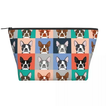 Мультяшная трапециевидная куче Бостън Териер, преносими, козметични чанти, чанта за ежедневно съхранение, Косметичка за пътуване, free toiletries, златар чанта