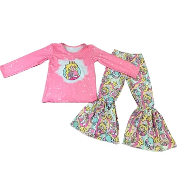 Бутиков комплекти дрехи за малките момичета с принтом принцеса от картун 