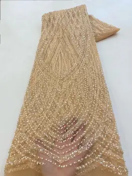 Бродирани mesh материя с мъниста по-високо качество на Сиси-1308.4301, лейси плат от африка за една вечерна рокля от тюл