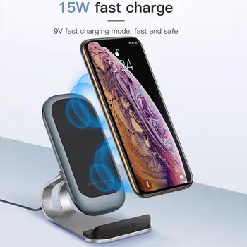 Безжично зарядно устройство KUULAA Qi мощност 15 W за iPhone 14 13 12 11 S9, бърза безжична зарядно устройство ще захранване на зарядно устройство, държач за телефон, зарядно устройство