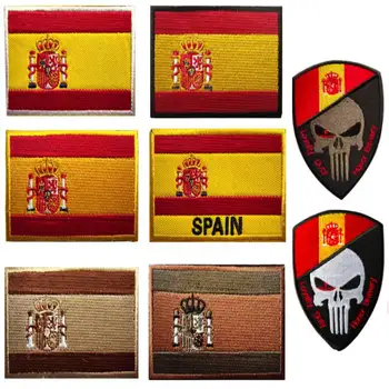 3шт Нашивка с Флага на Испания, Националната Емблема, Командване на Военна Нашивка, Бродирани Военно-Тактическа Нашивка с Флага за Дрехи, Шапка, Тениска