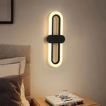 Овална led акрил, с монтиран на стената лампа край леглото в спалнята, модерна и лесна стълба в хола, лека луксозни стенни лампа за телевизор в коридора