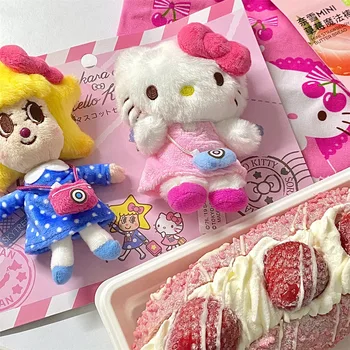 Sanrio Hello Kitty, Сладки Плюшени Аксесоари за декорация на чанта, Ключодържател с Анимационни Котка, Окачване, Едро за Плюшени играчки, Изпращане приятели
