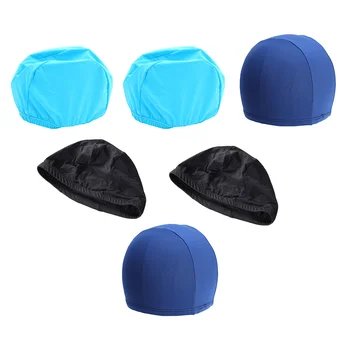 Модерни шапки за плуване 6шт, удобни ластични шапки за плуване, шапки за практикуване на водни спортове