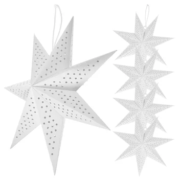 5 бр. на хартиен лампион Коледна украса Сгъваема лампа във формата на звезди Коледни висящи абажури във формата на светлина