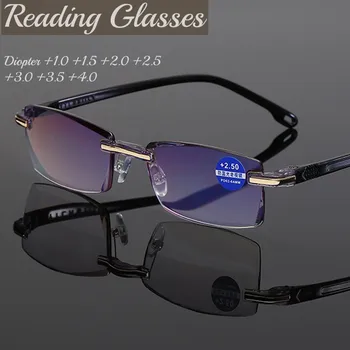Анти-Синя Светлина, Блокиране на Очила За четене Без Рамки, Женски Мъжки Реколта Пресбиопические Очила с Квадратни Рамки, Diopters + 1,0-4,0