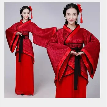 1 компл./лот, жена сценичното танцово рокля, китайските традиционни фолклорни носии, коледен костюм за възрастни Tang, костюми Hanfu за изпълнения