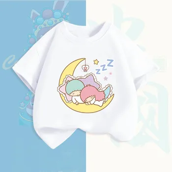 LittleTwinStars/ Детска тениска с къси ръкави в стил Аниме, Нова Лятна тениска на Sanrio, Мека дрехи под формата на девчачьего Сърце, Кавайный Подарък За рожден Ден