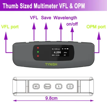 2023 НОВ Оптичен Мултицет с Размерите на Палец VFL и OPM Визуален Дефектоскоп Оптичен електромера Акумулаторна OLED-Тестер TN-10A