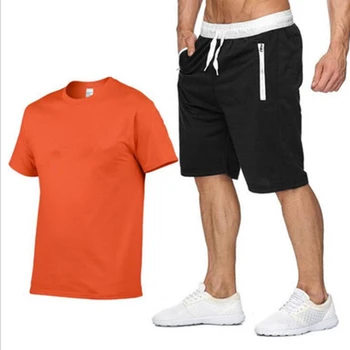 Лятото на 2022 от памук и коноп 2021, комплект от две части, мъжка тениска с къс ръкав, съкратен топ Y639