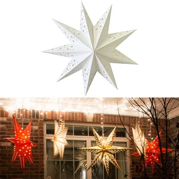 2 елемента Хартиен лампион Висящи украшения във формата на Коледна звезда Подвесная лампа във формата на звезди, Снежинки Коледна окачване 45 см