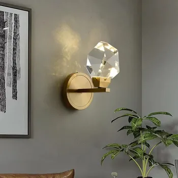 Модерен Минималистичен Кристал, С Монтиран На Стената Лампа, Хол, Спалня С Размер На Леглото Брилянт Дизайн Кристал, С Монтиран На Стената Лампа, Аплици Led Gold Home Decor