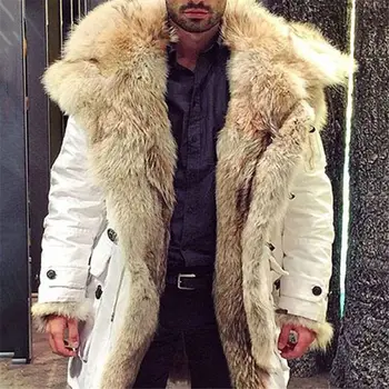 Ново мъжко палто Мода 2021 г., Нова зимно дебело яке, Топло плюш, По-дебели мъжки палта с отложным яка и джобове на копчета палто оверсайз