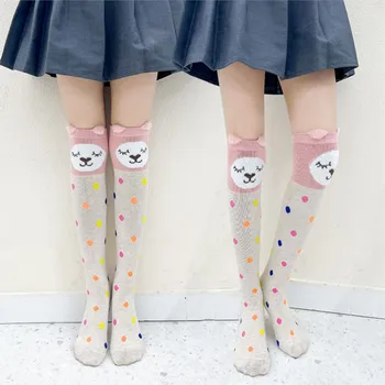 бебешки дълги чорапи, гамаши полка точки, котка, сладко момиче, cartoony цилиндър creative приливи и отливи, кукла-бебе, памук чорапи до коляното