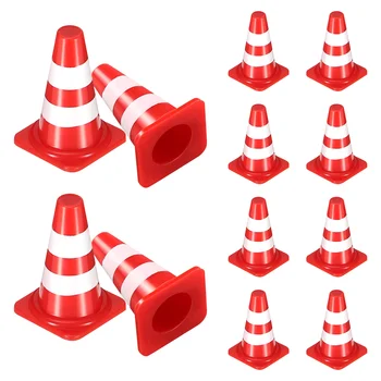 50шт Мини пречки Пластмасови пътни конуси Миниатюрни пътни знаци, които наподобяват шишарки безопасност за децата