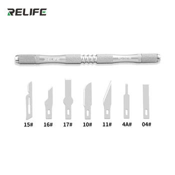 RELIFE RL-101B Набор от ножове 8 в 1 Нож за ремонт на Мобилен телефон Набор от инструменти за обслужване на BGA Премахване на лепило на ръба на Тънък нож