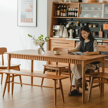 Маса за хранене от масивно дърво в скандинавски стил с квадратна кутия, японски модерен компактен маса от черешово дърво в ретро стил, ресторантът Jimei