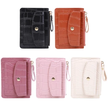 Модерен женски чантата с винтажными модели от кожа на алигатор, дамски портфейл за момичета, джоб за телефон, госпожа кратък джоб за пари