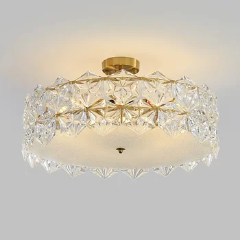 Френска кристален полилей 110 До 220 В, Уютна стъклена лампа за спални, Начало трапезария, тавана лампа
