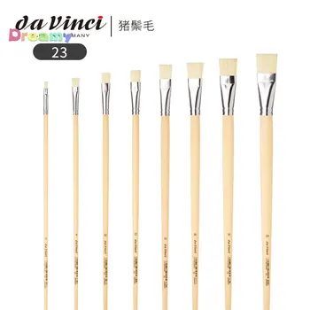 Четка Da Vinci Series 23, светли плоска бяла китайска косъм, с дървена дръжка, идеално за рисуване на маслени и с акрилни бои