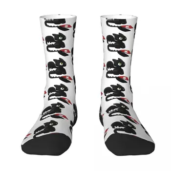 Чорапи без зъби, есенни чорапи с дракон, готически дамски меки чорапи, графични спортни мини чорапи за бягане