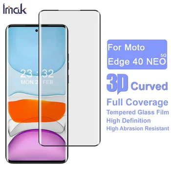 IMAK 3D Изогнутое закалено стъкло с пълно покритие за Мото Edge 40 NEO 5G Защита на екрана от взрив