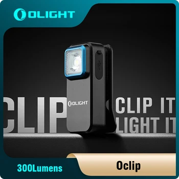 Olight Oclip Клип Light led фенерче 300 лумена с бяла и червена светлина, пълна Батерия, кабел за зареждане USB-C, къмпинг