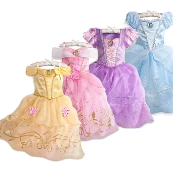Бебешка рокля на принцеса за момичета, лятна играта облекло за партита, детски Рапунцел, Пепеляшка, Красавицата, Спящата Красавица, Коледен кралят костюм