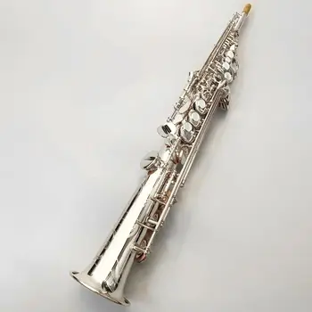 Сребро 82 професионален сопран-саксофон Си бемол ръчен инструмент с резным шарките на 