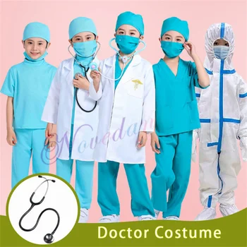 Униформи на детския лекар, медицински Сестри Риза, Панталони Палто, Костюм за момчета и момичета Cosplay на Хелоуин Детски празничен костюм за ролеви игри