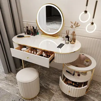 Лесен луксозен скрин за спалня в стил интернет-знаменитост, модерен скандинавски проста малък апартамент, козметичен маса от масивно дърво