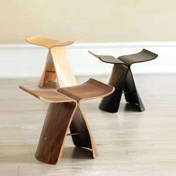Ниско столче в скандинавски стил, табуретка за антре, мебели за хола, столове за преобличане на обувки, столове с дървени седалки, маса за хранене, стол, стойка за крака за творчество