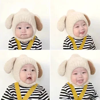 Нова удобна детска шапчица, зимна детска шапка с заячьими уши, пухкави топла шапка-ушанка, сладка дебела шапчица, препоръчителната възраст от 5 месеца до 3 години